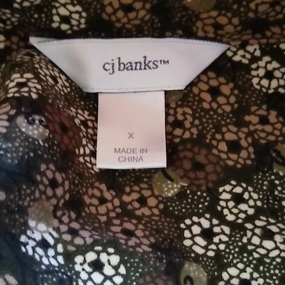 Cj Banks Brown Twill Button Up Floral Blouse Size X (XL) - Picture 6 of 9